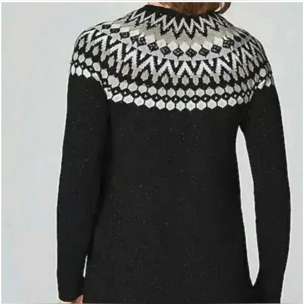 J. Jill Women's Black Fair Isle Beaded Pullover Sweater - Picture 2 of 7